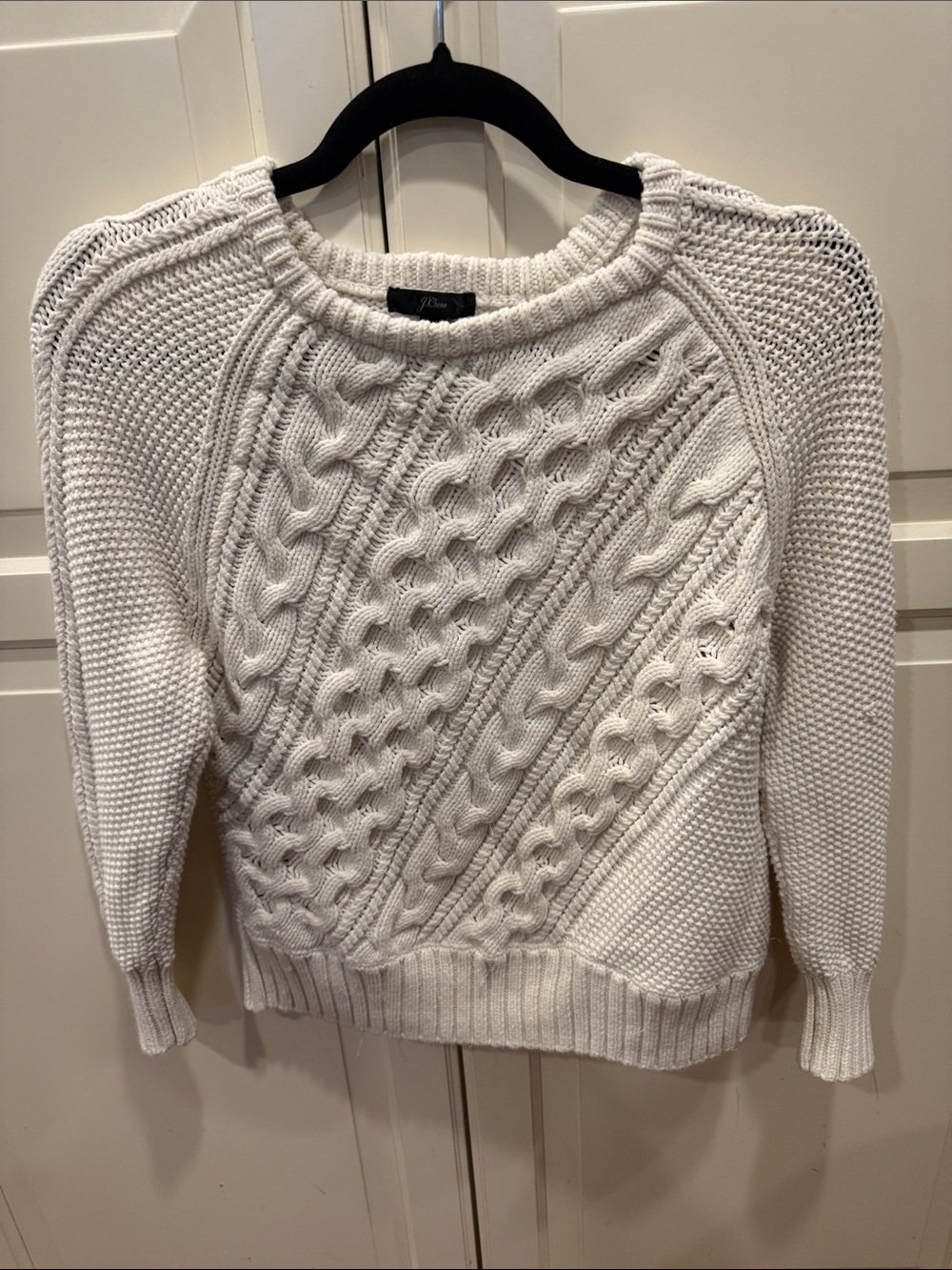 J. Crew Cream Cable-Knit Crewneck Sweater